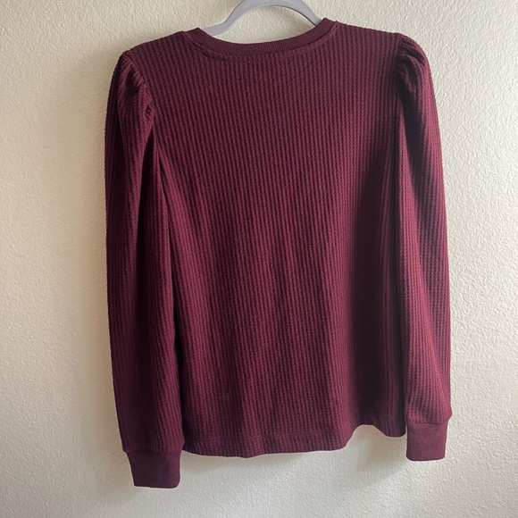 NWT LOFT Brushed Waffle Puff Long Sleeve Top - Medium - Picture 3 of 6